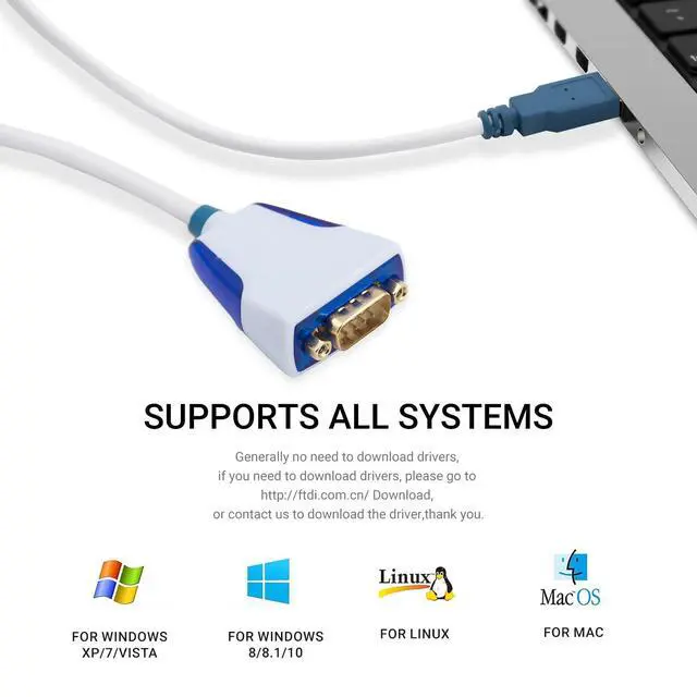Alt view image 3 of 7 - USB to DB9 Male RS232 Cable Us232R 1M Converter Cable with Chip FT232RQ Supports All Computer Systems, Up to 1M Transmission Rate, No Need Drivers