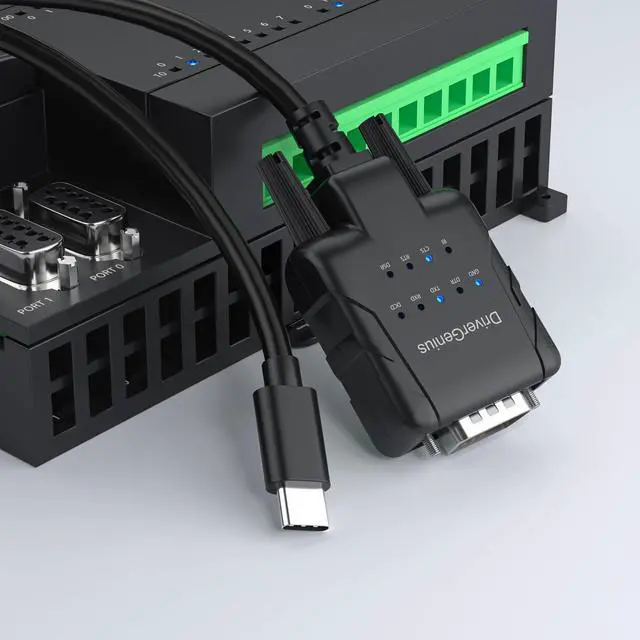 Alt view image 3 of 7 - SerialPulseX USB-C to Serial RS232 DB9 Adapter with 9 x LED Indicators - Prolific PL2303GC - Compatible with Windows 11, macOS 15, Linux (USB232A-E-C, 3ft/1m)
