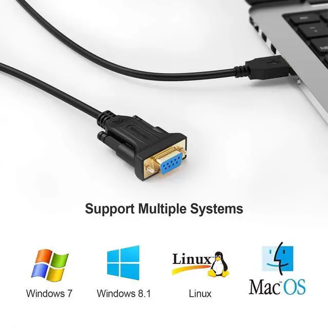 Alt view image 5 of 7 - USB to RS232 Serial Adapter (FTDI Chipset), USB to RS232 Gold Plated DB9 Serial Converter Cable for Windows 11, 10, 8.1, 8, 7, Vista, XP, 2000, Linux and Mac OS X, macOS, 6.6 Feet/2M
