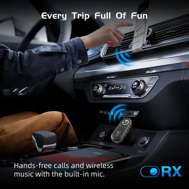 Alt view image 6 of 7 - 2026 Upgraded Bluetooth 5.4 Transmitter Receiver, Airplane Bluetooth Adapter, Wireless Transmitter Supports 2 AirPods/Headphones, Wireless Audio Transmitter for TV, Travel, Car & Gym, Cable Storage