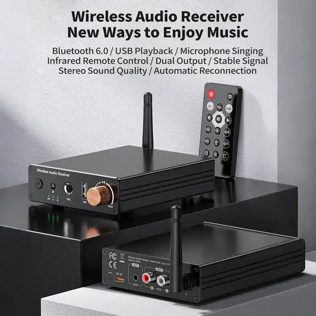 Alt view image 4 of 6 - M6R Bluetooth 6.0 Receiver Audio Receivers Support Microphone Singing U Disk Playback Infrared Remote Control Dual Output,for Old Stereo/Speakers/Wired Speakers/Home Audio Music Streaming Etc