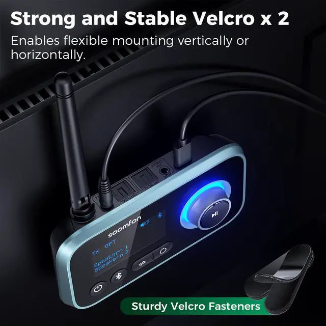 Alt view image 7 of 7 - Bluetooth Transmitter for TV 3-in-1 Bluetooth 5.0 Transmitter Receiver for TV to 2 Headphones with LCD Display Adjustable Volume, Optical AUX RCA Bypass for Home Stereo Speaker