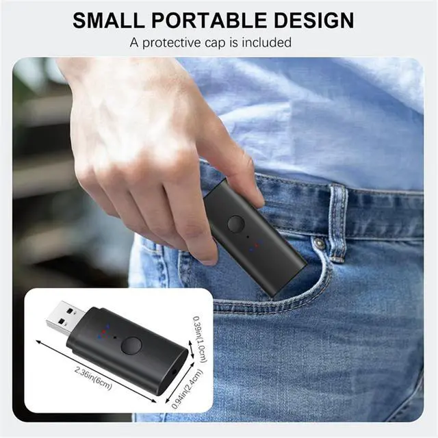 Alt view image 7 of 7 - Bluetooth V5.2 Transmitter for TV, Dual Pair Wireless Audio Transmitter Compatible with Airpods Earbuds Speaker, 3.5mm Bluetooth Adapter for Flight, TV, PC, Gym Equipment, and Gaming Consoles