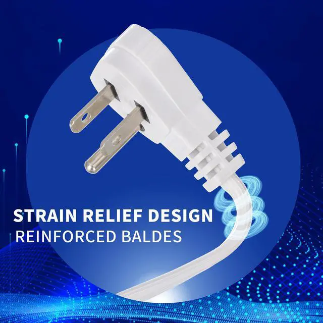 Alt view image 7 of 7 - 3 Feet Indoor Extension Cord with 3 Outlets, AWG 16/3 Angled Flat Plug Power Strip, 3 Prong Grounded, 13 Amps - 1625 Watts - 125 VAC, White, 2 Pack