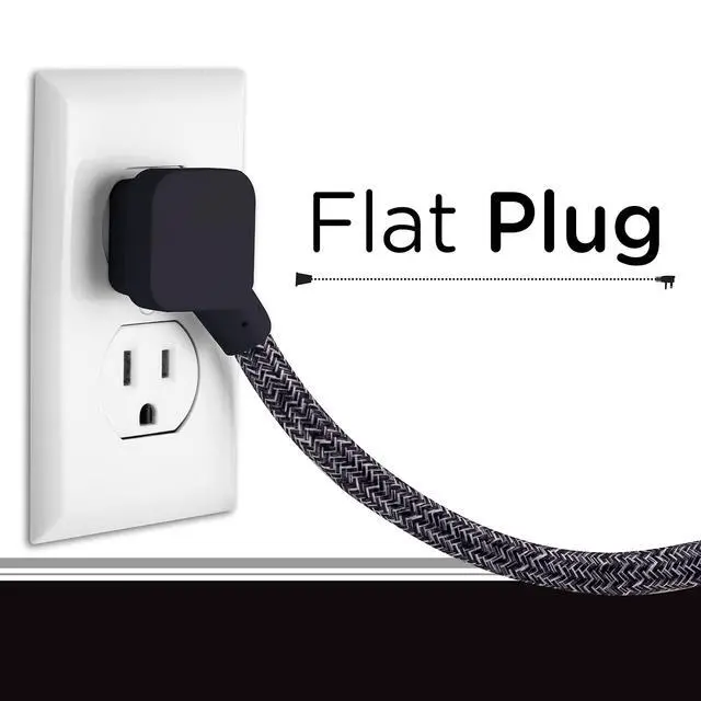 Alt view image 5 of 7 - 3 Outlet Power Strip Surge Protector Indoor Extension Cord 16 Gauge 245 Joules 10 Ft 3 Prong Braided Extension Cords Flat Extension Cord ETL Listed Gray 43013