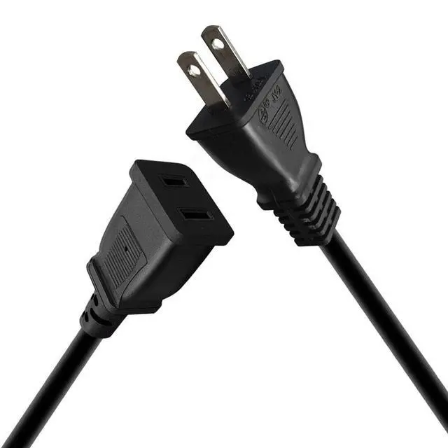 Alt view image 2 of 6 - (5ft/1.5m) USA Outlet Saver Power Extension Cord Cable 125V 15A 2-Prong 2 Outlets for NEMA 5-15P to NEMA 5-15R