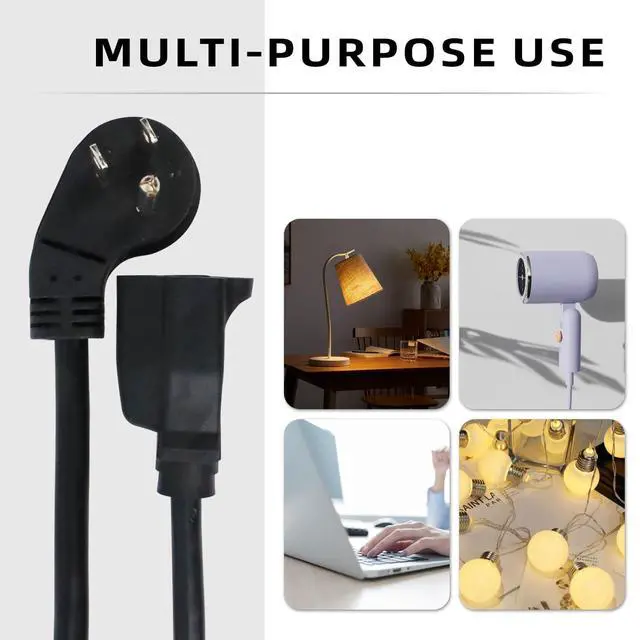 Alt view image 7 of 7 - 2 Pack 3 Ft Indoor Short Flat Plug Extension Cord, Low Profile 3 Prong Grounded Flexible Black Power Cable for Laptops, Coffee Makers, Office Home Appliances, 16/3 Gauge 13A 125V 1625W ETL Listed