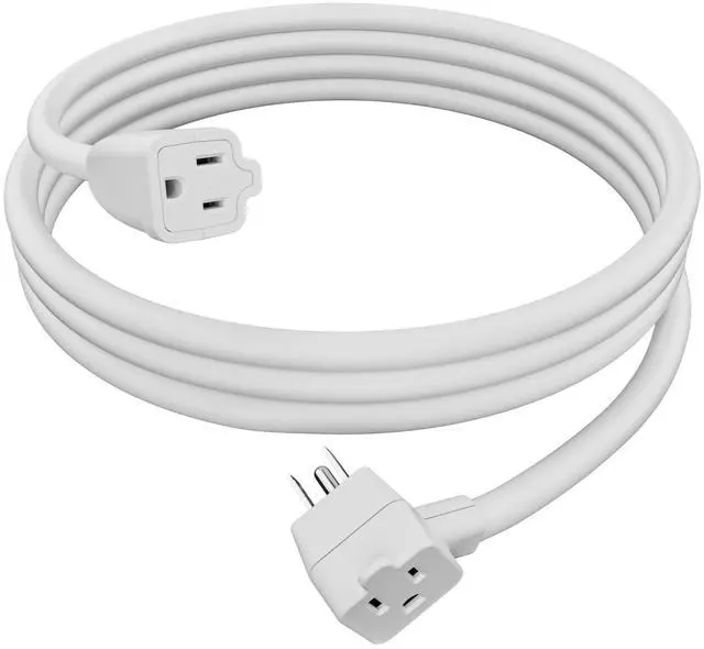 Main image of 2-Outlet Extension Cord 6 FT, Pigtail 3 Prong Extension Power Cable, 45 Degree Plug Design, 16/3 Gauge Cold with Extra Socket on Plug, 13A 1625W 16AWG, Outlet Saver, Power Splitter, ETL Listed, White