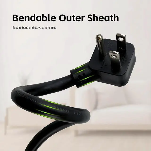 Alt view image 6 of 7 - 3 Ft Flat Plug Short Extension Cord, Angled 90°Plug Low Profile Appliance Extension Cord Outlet Saver 16AWG 13A SJTW 3-Prong Grounded Power Strip for Indoor Office, ETL Listed Black