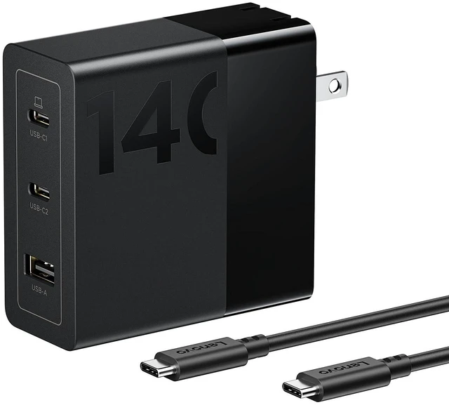 Main image of 140W USB C Charger, GaN Power Adapter with 3-Port Fast Charging, PD 3.1 Compatible, Black, for ThinkPad, MacBook, iPhone, Samsung Galaxy, with 240W Cable