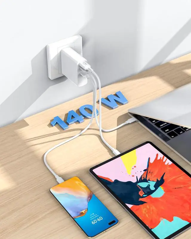 Alt view image 6 of 7 - 140W GaN USB C Fast Charger Fit for MacBook Pro/Air M5 M4 M3 M2 M1 Laptop16 15 14 13 Inch, Fit for DJI Air 3,Mavic 3 Pro,FlyCart 30 Remote Controller Portable Power Adapter Cord with 3 Charging Ports