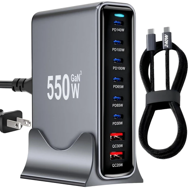 Main image of 550W USB C Fast Charger Block, PD 3.1 140W USB C Charging Station, GaN Multi-Port PD PPS Fast Charging Station for Multiple Devices,Laptop Wall Charger Compatible with MacBook iPad iPhone 17/16 etc