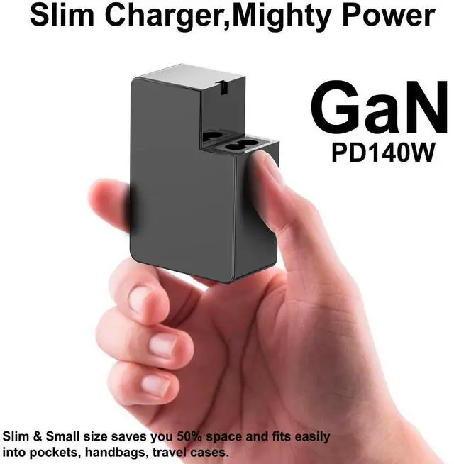Alt view image 7 of 7 - 140W USB C Charger GaN-Based Ultra Compact Slim 10Ft PD3.1 USB-C Power Adapter for M4 MacBook Air Pro,Dell,Lenovo,MSI,HP Gaming Laptop PC,Docking Station,Avalon Nano 3 BTC,Anker 737 Power Bank
