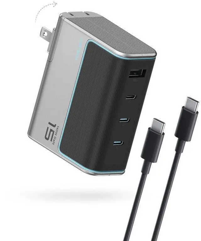 Main image of 15 140W USB C Charger, 4-Port Foldable Laptop Block, Advanced GaN Power Adapter, PD3.1 Fast Charging Wall Charger for MacBook, iPhone 16 Series, Samsung Galaxy, iPad, Pixel, and More