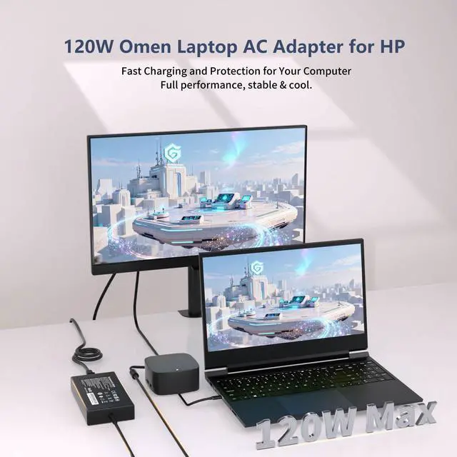 Alt view image 6 of 7 - 120W Laptop Charger for HP Docking Station Power Cord G5 USB-C/A Universal Dock G2 5TW13AA Envy 15 17 Series Omen 15-5000 5100 5200 710415-001 L41856-001 Power Supply-4.5 * 3.0mm