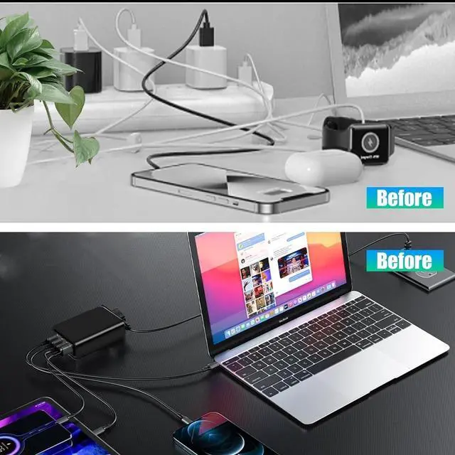 Alt view image 7 of 7 - USB C Charger, 160W Fast GaN Compact Foldable Rapid Plug 6 Multiple Port PD Charging Station Laptop Power Adapter for MacBook Pro/Air and iPad Pro iPhone15/14/13. Galaxy Note20 S22 Pixel