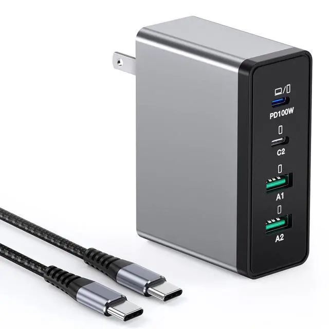 Main image of 140W USB C Charger, GaN Laptop Charger PD3.0 PPS Wall Charger 4 Port mit 2M Cable Fast Charging Compatible with MacBook Pro/Air/Dell/iPhone/Galaxy/Laptop/Tablet/Mobile