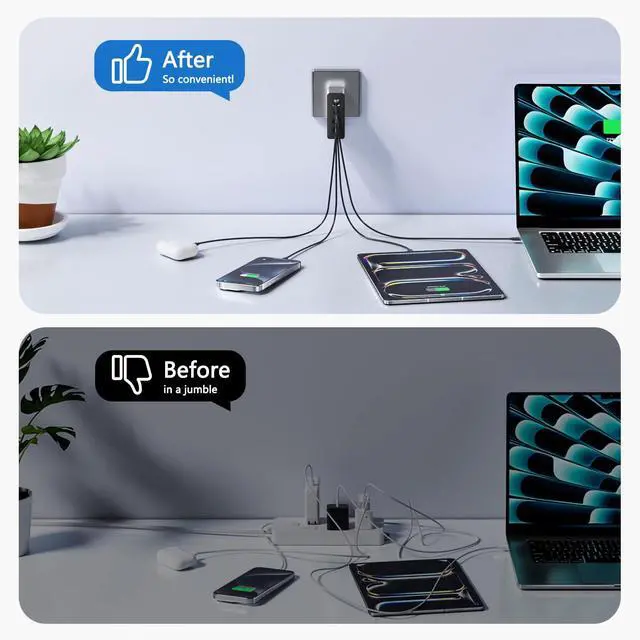 Alt view image 6 of 7 - 140W USB C Charger, GaN Laptop Charger PD3.0 PPS Wall Charger 4 Port mit 2M Cable Fast Charging Compatible with MacBook Pro/Air/Dell/iPhone/Galaxy/Laptop/Tablet/Mobile