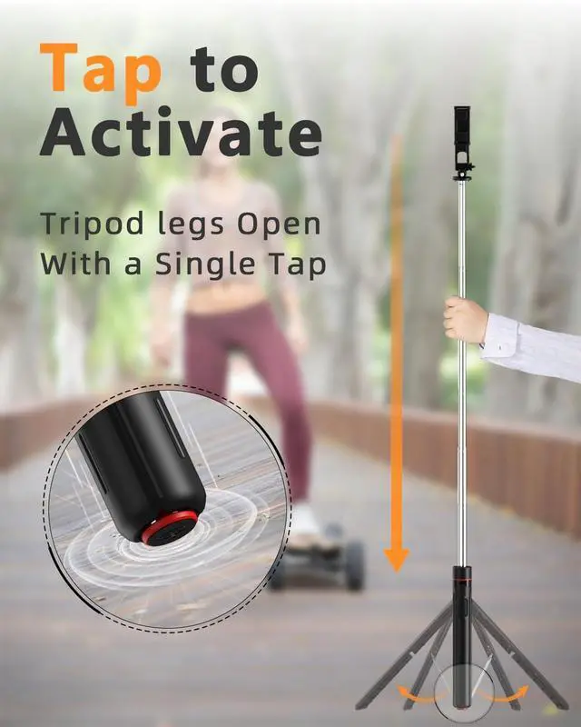Alt view image 2 of 7 - 67" Camera Tripod & Phone Selfie Stick, Lightweight Portable Travel Tripod Stand with Wireless Remote, Auto Pop Open Tripod,Compatible with Phone/iPhone/Camera for Photography & Vlogging