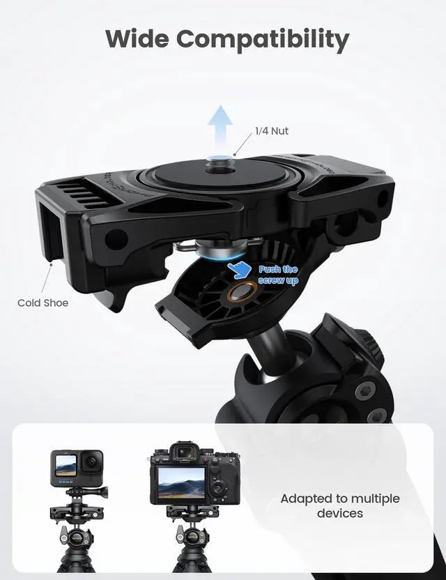 Alt view image 2 of 6 - Tripod for Camera - 3 in 1 Flexible Tripod for iPhone with Wireless Remote - iPhone Stand for Video Recording Vlogging Compatible with Smartphone, Small Digital Camera Dark Grey