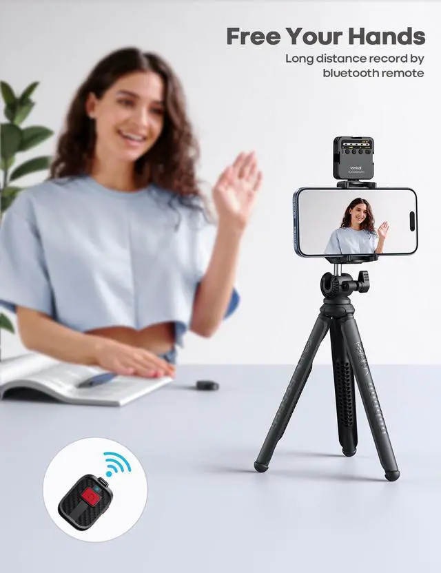 Alt view image 3 of 6 - Tripod for Camera - 3 in 1 Flexible Tripod for iPhone with Wireless Remote - iPhone Stand for Video Recording Vlogging Compatible with Smartphone, Small Digital Camera Dark Grey