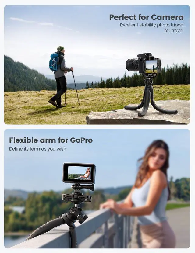 Alt view image 5 of 6 - Tripod for Camera - 3 in 1 Flexible Tripod for iPhone with Wireless Remote - iPhone Stand for Video Recording Vlogging Compatible with Smartphone, Small Digital Camera Dark Grey