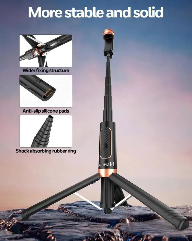 Alt view image 7 of 7 - Selfie Stick Tripod for iPhone & Android, 35" Portable Phone Tripod Stand with Bluetooth Remote, 8.8" Mini Travel Tripod, Cell Phone Tripod for Video Recording, 1/4 Screw for Action Camera