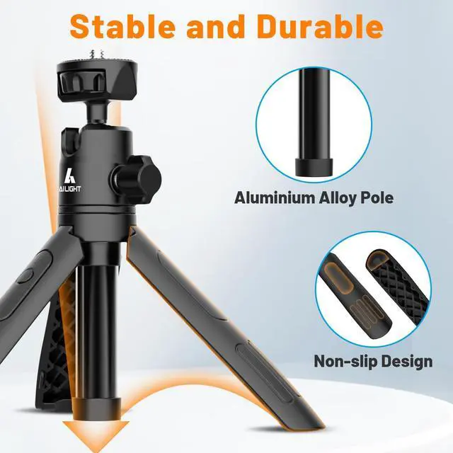 Alt view image 6 of 6 - 11.2" Mini Tripod for iPhone, Selfie Stick with Wireless Remote,Portable Extendable,Upgraded Phone Clip & Action Camera Adapter Phone Holder for Video Recording (Matte Black)
