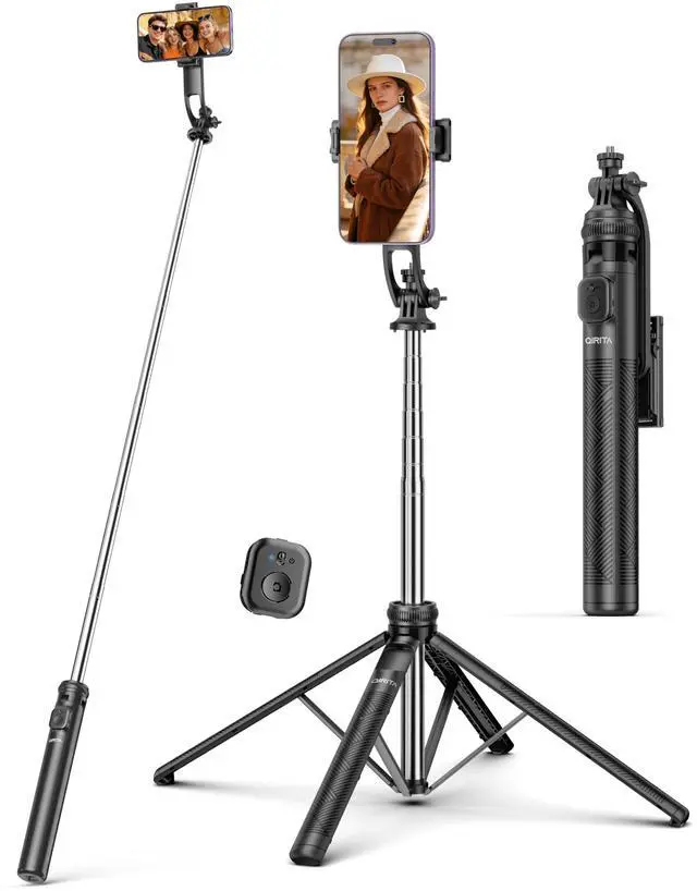 Main image of 71" Selfie Stick Tripod, All in One Quadripod with Remote & Phone Holder, Extendable Cell Phone Tripod, Travel Tripod Stand Compatible with for Cell Phone & Camera, iPhone, Android,Video Recording