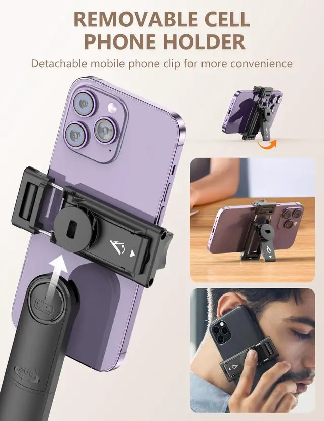 Alt view image 6 of 7 - 71" Selfie Stick Tripod, All in One Quadripod with Remote & Phone Holder, Extendable Cell Phone Tripod, Travel Tripod Stand Compatible with for Cell Phone & Camera, iPhone, Android,Video Recording