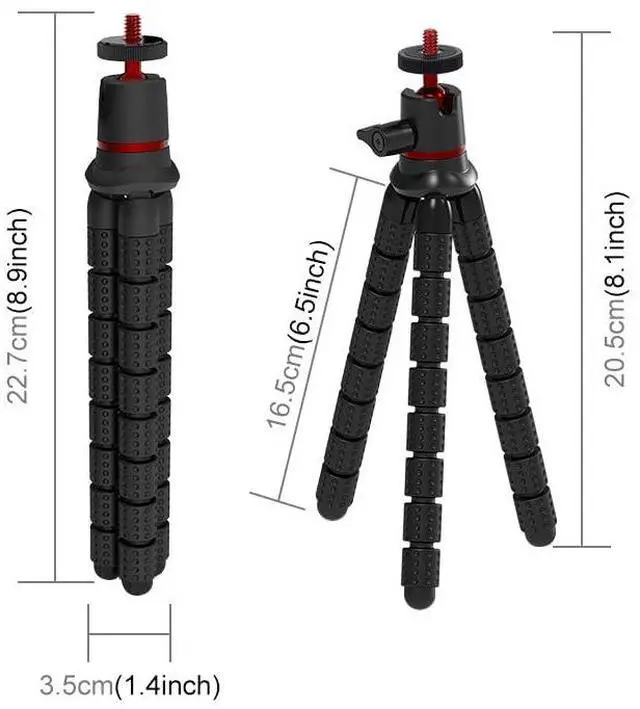 Alt view image 2 of 7 - Portable Phone Tripod with Wireless Remote and Clip, Flexible Cell Phone Tripod Stand for Video Recording/Vlogging/Selfie