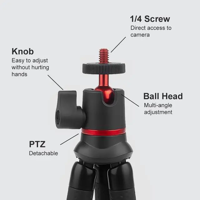 Alt view image 3 of 7 - Portable Phone Tripod with Wireless Remote and Clip, Flexible Cell Phone Tripod Stand for Video Recording/Vlogging/Selfie