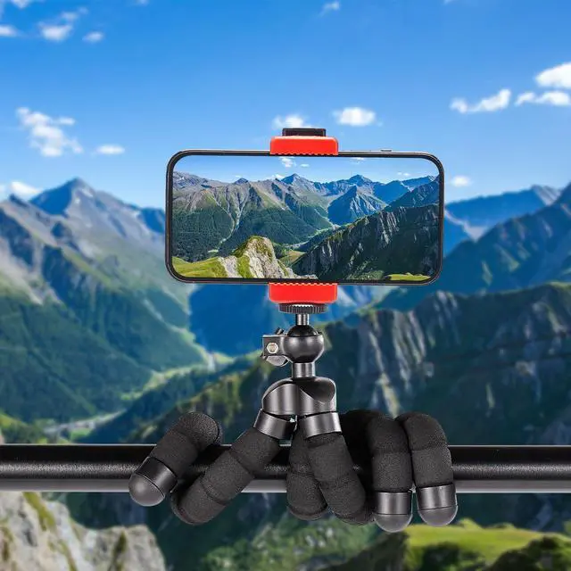 Alt view image 2 of 6 - Octopus Phone Holder Portable Flexible Cell Phone Tripod, Mini Travel Camera Stand, Compatible with iPhone, Android, GoPro, Black(ATAY-11-1)