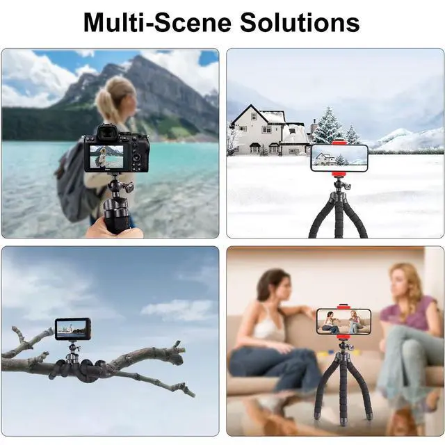 Alt view image 6 of 6 - Octopus Phone Holder Portable Flexible Cell Phone Tripod, Mini Travel Camera Stand, Compatible with iPhone, Android, GoPro, Black(ATAY-11-1)