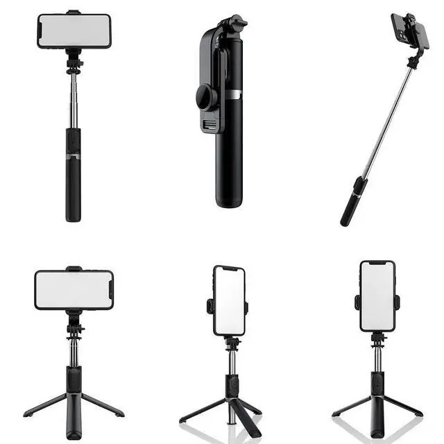 Alt view image 3 of 6 - Phone Tripod Stand & Selfie Stick Tripod, All in One Cell Phone Tripod, Cellphone Tripod with Wireless Remote and Phone Holder, Portable, Lightweight,Compatible with All Phones(Black)