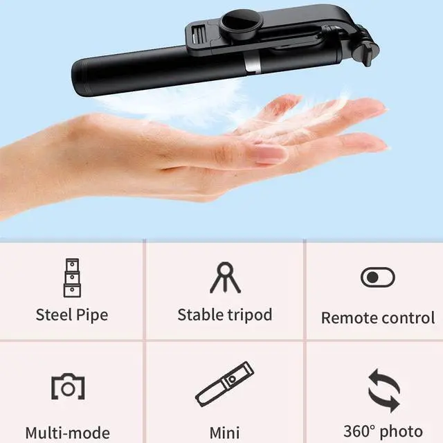 Alt view image 5 of 6 - Phone Tripod Stand & Selfie Stick Tripod, All in One Cell Phone Tripod, Cellphone Tripod with Wireless Remote and Phone Holder, Portable, Lightweight,Compatible with All Phones(Black)
