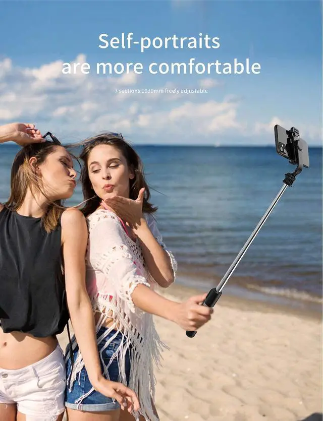 Alt view image 6 of 6 - Phone Tripod Stand & Selfie Stick Tripod, All in One Cell Phone Tripod, Cellphone Tripod with Wireless Remote and Phone Holder, Portable, Lightweight,Compatible with All Phones(Black)