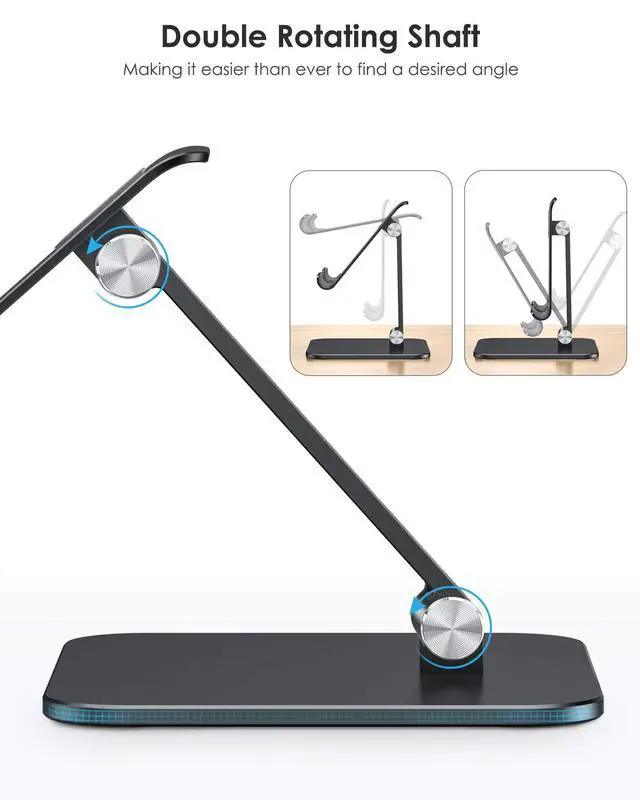 Alt view image 3 of 7 - Upgraded Adjustable Tablet Stand Holder, Heavy Duty Foldable Portable Monitor Stand, Travel Essentials for iPad Pro/Air/Mini, Surface Pro, 4.7''-15.6', Black