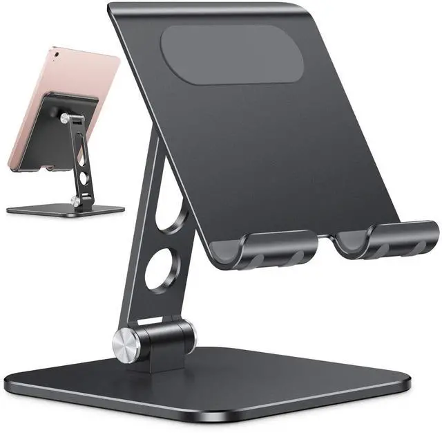 Main image of Upgraded Adjustable Tablet Stand Holder, Heavy Duty Foldable Portable Monitor Stand, Travel Essentials for iPad Pro/Air/Mini, Surface Pro, 4.7''-15.6', Black