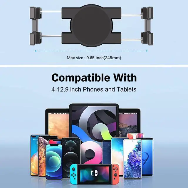 Alt view image 4 of 7 - Aluminum Heavy Duty Drill Base Tablet Holder for Car,Tablet Mount for Truck,Commercial Vehicles,Dashboard,Boat and Wall Compatible with 4"-12.9" iPad Pro/Mini/Galaxy Tab//Phones,Large Case Friendly