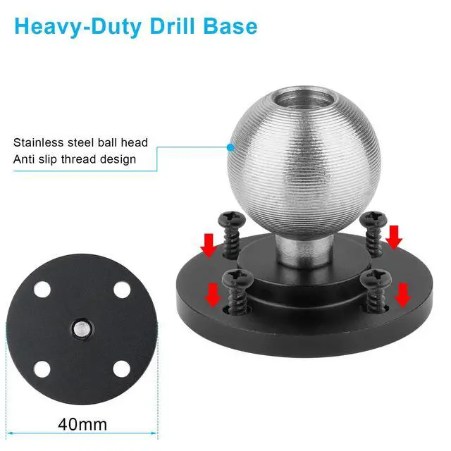 Alt view image 6 of 7 - Aluminum Heavy Duty Drill Base Tablet Holder for Car,Tablet Mount for Truck,Commercial Vehicles,Dashboard,Boat and Wall Compatible with 4"-12.9" iPad Pro/Mini/Galaxy Tab//Phones,Large Case Friendly