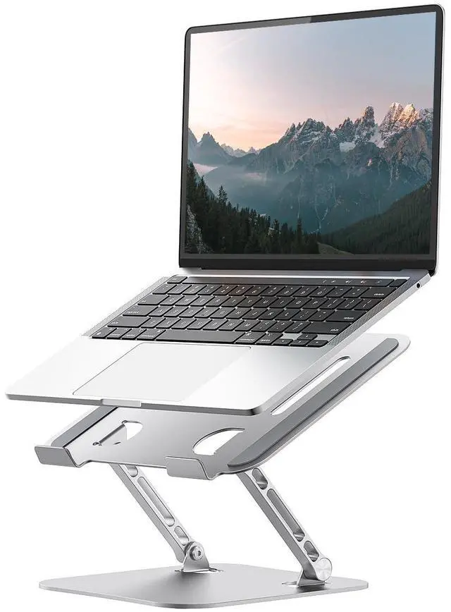 Main image of Laptop Stand for Desk, Adjustable Metal Foldable Laptop Riser Holder, Aluminum Desktop Book Stands, Ventilated Cooling Computer Notebook Stand with 10-17" (Silver)