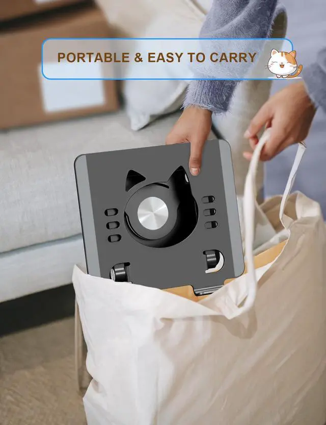 Alt view image 6 of 7 - Tablet Stand 360° Rotating Aluminum Holder, Adjustable, Portable and Foldable Monitors Stand for iPads, Compatible with 4-12.9" Tablets, Ink Black