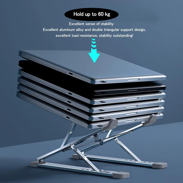 Alt view image 6 of 7 - Laptop Stand for Desk, Adjustable Computer Riser with Dual Layer, Portable Foldable Aluminum Notebook Stand Holder Compatible with 13.3-17.3 inch MacBook Dell HP Lenovo, Silver