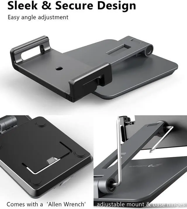 Alt view image 6 of 6 - iPad Holder Stand, Heavy Aluminum Alloy Multi-Angle Foldable Tablet Stand Holder for 4.7''- 13'' Screen Surface Pro Series, iPad Series, Pro, Mini, Air, Samsung Galaxy Tabs and More (Dark Grey)