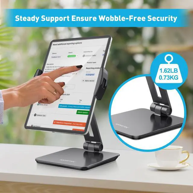 Alt view image 6 of 7 - Business Kiosk Aluminum Tablet iPad Stand, 360° Swivel Tablet & Phone Holders for Any 4"-15.6" Display Tablets/Cell Phones/Portable Monitor, Sturdy for Store POS Office (Grey)