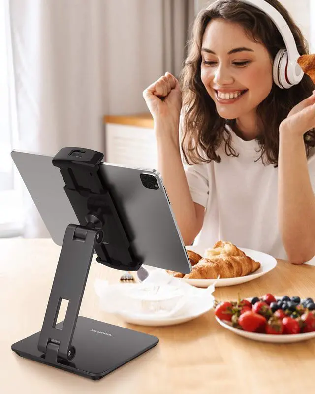 Alt view image 7 of 7 - Business Kiosk Aluminum Tablet iPad Stand, 360° Swivel Tablet & Phone Holders for Any 4"-15.6" Display Tablets/Cell Phones/Portable Monitor, Sturdy for Store POS Office (Grey)