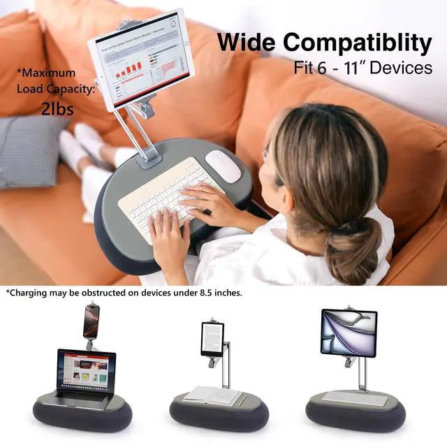 Alt view image 2 of 7 - Tall Tablet Pillow Stand, Long Arm Adjustable Kindle Pillow Holder for Reading in Bed, 360°Rotation iPad Stand for Lap Compatible with 6 - 13 iPad Air Mini Pro iPhone Kindle Cell Phone