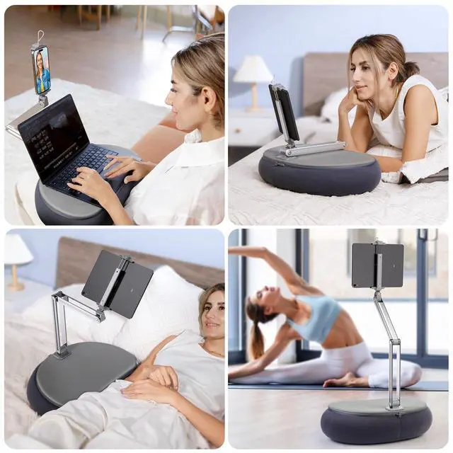 Alt view image 5 of 7 - Tall Tablet Pillow Stand, Long Arm Adjustable Kindle Pillow Holder for Reading in Bed, 360°Rotation iPad Stand for Lap Compatible with 6 - 13 iPad Air Mini Pro iPhone Kindle Cell Phone