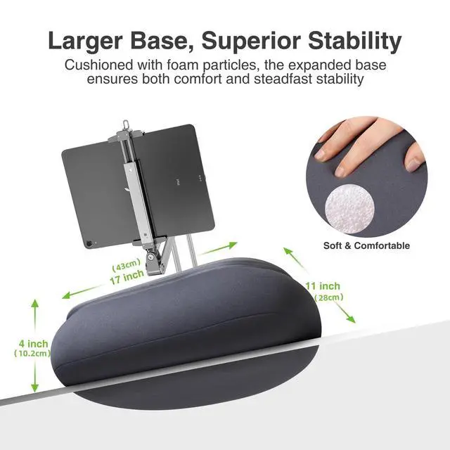 Alt view image 7 of 7 - Tall Tablet Pillow Stand, Long Arm Adjustable Kindle Pillow Holder for Reading in Bed, 360°Rotation iPad Stand for Lap Compatible with 6 - 13 iPad Air Mini Pro iPhone Kindle Cell Phone